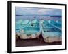 Turquoise Fishing Boats in Fishing Village, North of Puerto Vallarta, Colonial Heartland, Mexico-Tom Haseltine-Framed Photographic Print