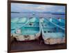 Turquoise Fishing Boats in Fishing Village, North of Puerto Vallarta, Colonial Heartland, Mexico-Tom Haseltine-Framed Photographic Print