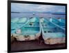 Turquoise Fishing Boats in Fishing Village, North of Puerto Vallarta, Colonial Heartland, Mexico-Tom Haseltine-Framed Photographic Print
