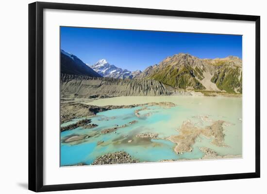 Turquoise Glacier Lake in Front of Mount Cook, South Island, New Zealand, Pacific-Michael Runkel-Framed Photographic Print