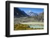 Turquoise Glacier Lake in Front of Mount Cook-Michael-Framed Photographic Print