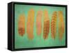Turquoise & Gold Feather 1-Natasha Wescoat-Framed Stretched Canvas