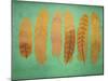 Turquoise & Gold Feather 1-Natasha Wescoat-Mounted Giclee Print