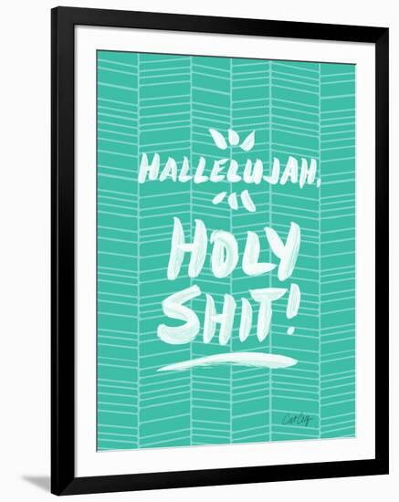 Turquoise Hallelujah Holy Shit-Cat Coquillette-Framed Art Print