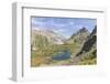 Turquoise lake between rocky peaks and meadows, Crap Alv Lejets, Albula Pass, Canton of Graubunden,-Roberto Moiola-Framed Photographic Print