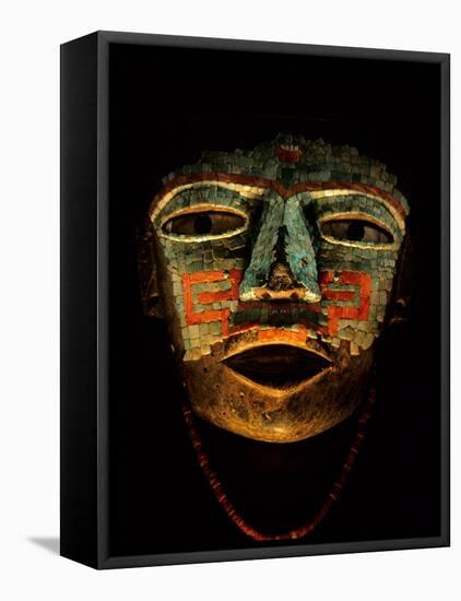 Turquoise, Mosaic, Mask, Teotihuacan, Mexico-Kenneth Garrett-Framed Stretched Canvas