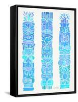 Turquoise Ombre Tiki Totems-Cat Coquillette-Framed Stretched Canvas