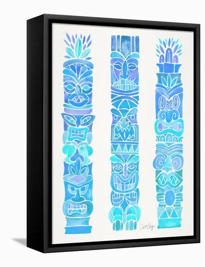 Turquoise Ombre Tiki Totems-Cat Coquillette-Framed Stretched Canvas