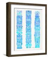 Turquoise Ombre Tiki Totems-Cat Coquillette-Framed Giclee Print