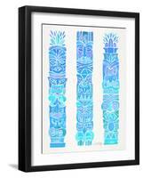 Turquoise Ombre Tiki Totems-Cat Coquillette-Framed Giclee Print