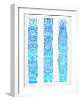 Turquoise Ombre Tiki Totems-Cat Coquillette-Framed Giclee Print