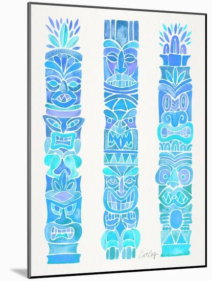 Turquoise Ombre Tiki Totems-Cat Coquillette-Mounted Giclee Print