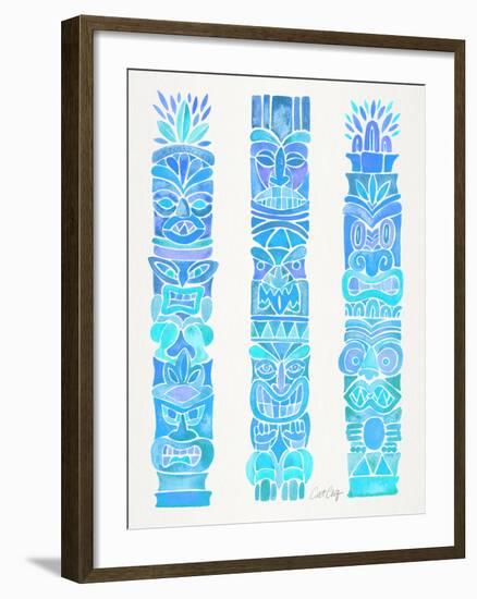 Turquoise Ombre Tiki Totems-Cat Coquillette-Framed Giclee Print