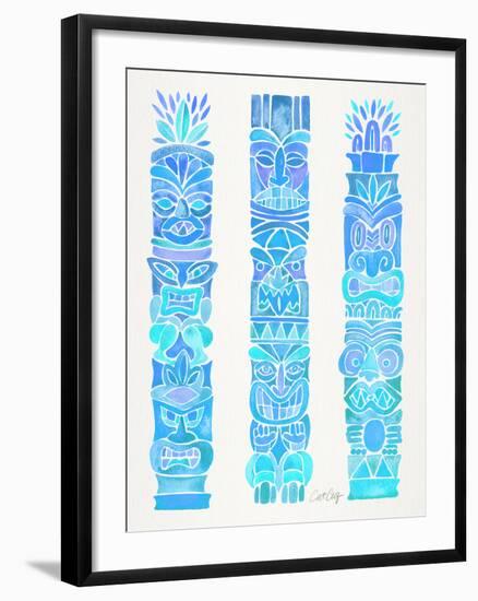 Turquoise Ombre Tiki Totems-Cat Coquillette-Framed Giclee Print