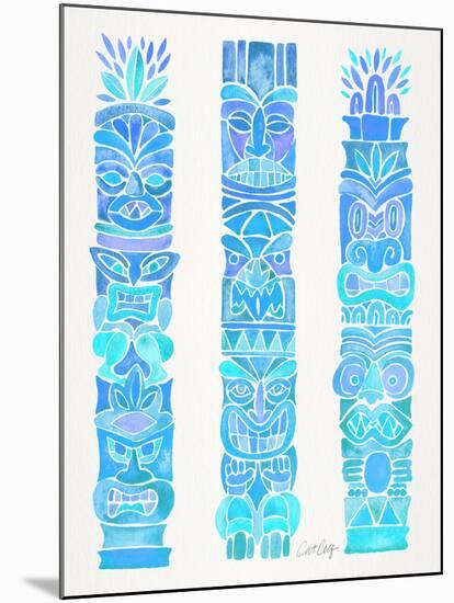 Turquoise Ombre Tiki Totems-Cat Coquillette-Mounted Giclee Print