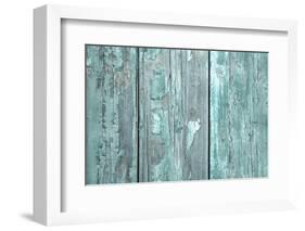 Turquoise or Mint Green Wooden Old Patterned Background in Vintage Style.-Imagesbavaria-Framed Photographic Print