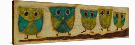 Turquoise Owl Family I-Anne Hempel-Stretched Canvas