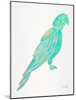 Turquoise Perched Parrot-Cat Coquillette-Mounted Art Print