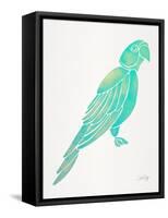 Turquoise Perched Parrot-Cat Coquillette-Framed Stretched Canvas