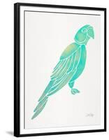 Turquoise Perched Parrot-Cat Coquillette-Framed Art Print