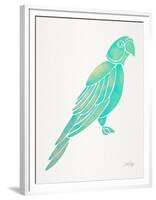 Turquoise Perched Parrot-Cat Coquillette-Framed Art Print