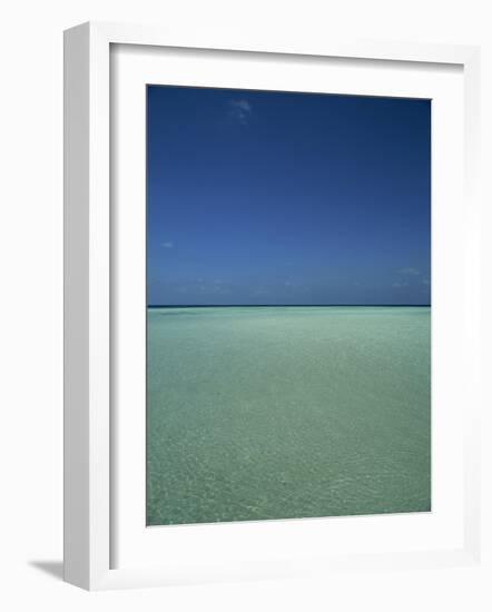 Turquoise Sea and Blue Sky, Seascape in the Maldives, Indian Ocean-Fraser Hall-Framed Photographic Print