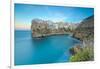 Turquoise sea at sunset framed by the old town perched on the rocks, Polignano a Mare, Province of -Roberto Moiola-Framed Photographic Print