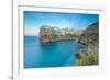 Turquoise sea at sunset framed by the old town perched on the rocks, Polignano a Mare, Province of -Roberto Moiola-Framed Photographic Print