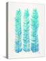 Turquoise Stems-Cat Coquillette-Stretched Canvas