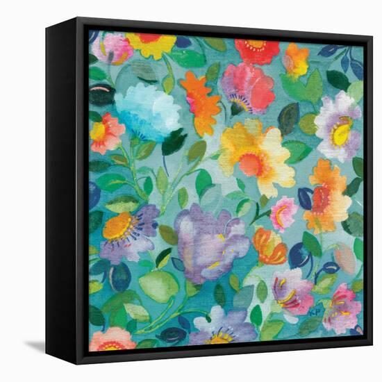 Turquoise Textile-Kim Parker-Framed Stretched Canvas