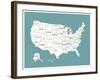 Turquoise USA Map-Kindred Sol Collective-Framed Art Print