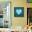 Turquoise Vintage Heart on Blue Denim Fabric-Anna-Mari West-Framed Stretched Canvas displayed on a wall