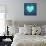 Turquoise Vintage Heart on Blue Denim Fabric-Anna-Mari West-Framed Stretched Canvas displayed on a wall