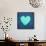 Turquoise Vintage Heart on Blue Denim Fabric-Anna-Mari West-Framed Stretched Canvas displayed on a wall