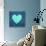 Turquoise Vintage Heart on Blue Denim Fabric-Anna-Mari West-Stretched Canvas displayed on a wall