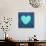 Turquoise Vintage Heart on Blue Denim Fabric-Anna-Mari West-Stretched Canvas displayed on a wall