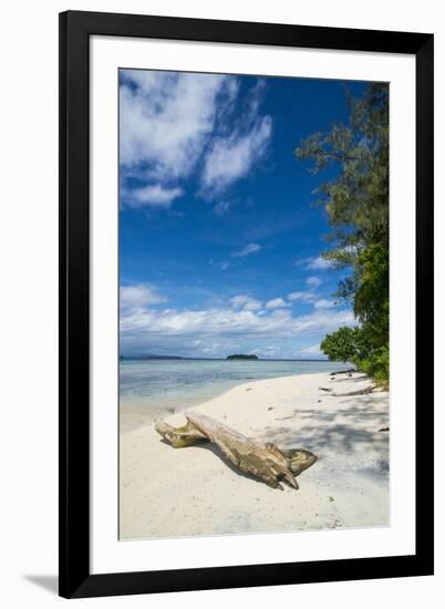 Turquoise water and a white beach on Christmas Island, Buka, Bougainville, Papua New Guinea, Pacifi-Michael Runkel-Framed Photographic Print