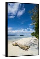 Turquoise water and a white beach on Christmas Island, Buka, Bougainville, Papua New Guinea, Pacifi-Michael Runkel-Framed Stretched Canvas