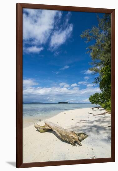 Turquoise water and a white beach on Christmas Island, Buka, Bougainville, Papua New Guinea, Pacifi-Michael Runkel-Framed Premium Photographic Print