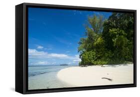 Turquoise water and a white beach on Christmas Island, Buka, Bougainville, Papua New Guinea, Pacifi-Michael Runkel-Framed Stretched Canvas