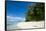 Turquoise water and a white beach on Christmas Island, Buka, Bougainville, Papua New Guinea, Pacifi-Michael Runkel-Framed Stretched Canvas