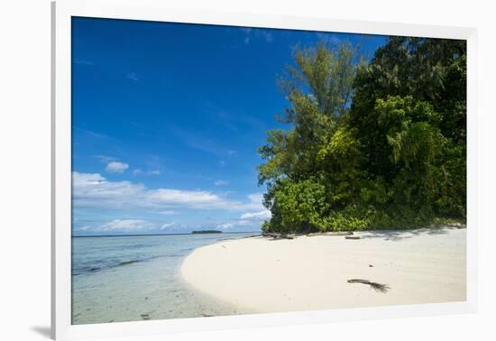 Turquoise water and a white beach on Christmas Island, Buka, Bougainville, Papua New Guinea, Pacifi-Michael Runkel-Framed Photographic Print