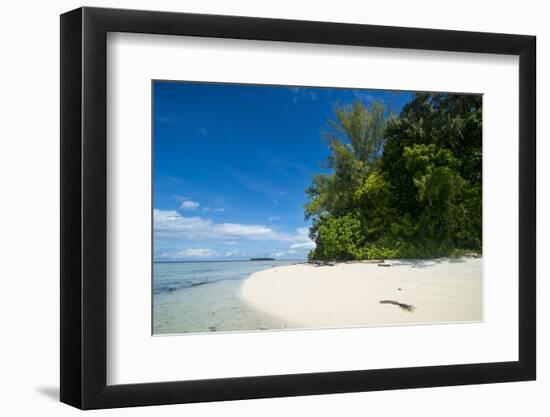 Turquoise water and a white beach on Christmas Island, Buka, Bougainville, Papua New Guinea, Pacifi-Michael Runkel-Framed Photographic Print