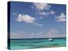 Turquoise Water and Dive Boat, Cockburn Town, Grand Turk Island, Turks and Caicos-Walter Bibikow-Stretched Canvas