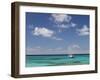 Turquoise Water and Dive Boat, Cockburn Town, Grand Turk Island, Turks and Caicos-Walter Bibikow-Framed Photographic Print