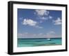 Turquoise Water and Dive Boat, Cockburn Town, Grand Turk Island, Turks and Caicos-Walter Bibikow-Framed Photographic Print