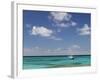 Turquoise Water and Dive Boat, Cockburn Town, Grand Turk Island, Turks and Caicos-Walter Bibikow-Framed Photographic Print