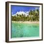 Turquoise Water and Palm Trees Lining Nippah Beach, Indonesia, Southeast Asia, Asia-Matthew Williams-Ellis-Framed Photographic Print