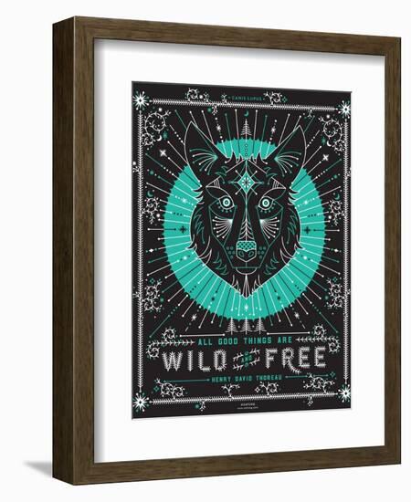 Turquoise Wolf-Cat Coquillette-Framed Art Print