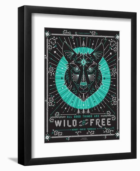 Turquoise Wolf-Cat Coquillette-Framed Art Print